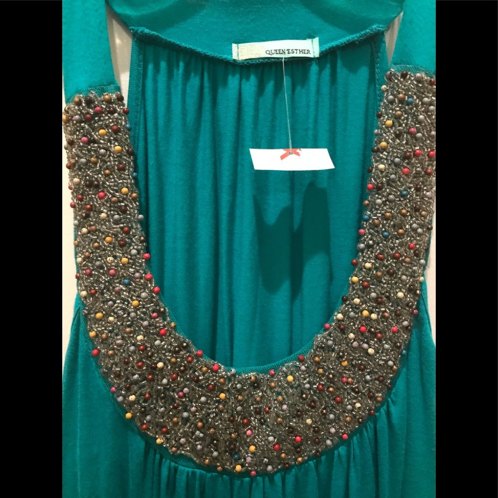 NEW 2pc QUEEN ESTHER Aqua  Jewel Top M Jacket Sz L